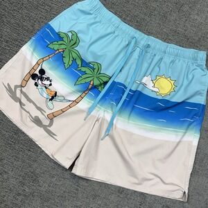 Disney Mickey Mouse Swim Trunks‎ Board Shorts Men's 2XL Tropical Beach
